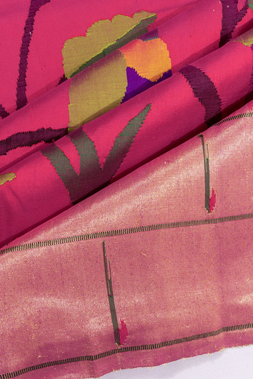 Paithani Silk All Over Jaal Pink Saree With Double Muniya Border