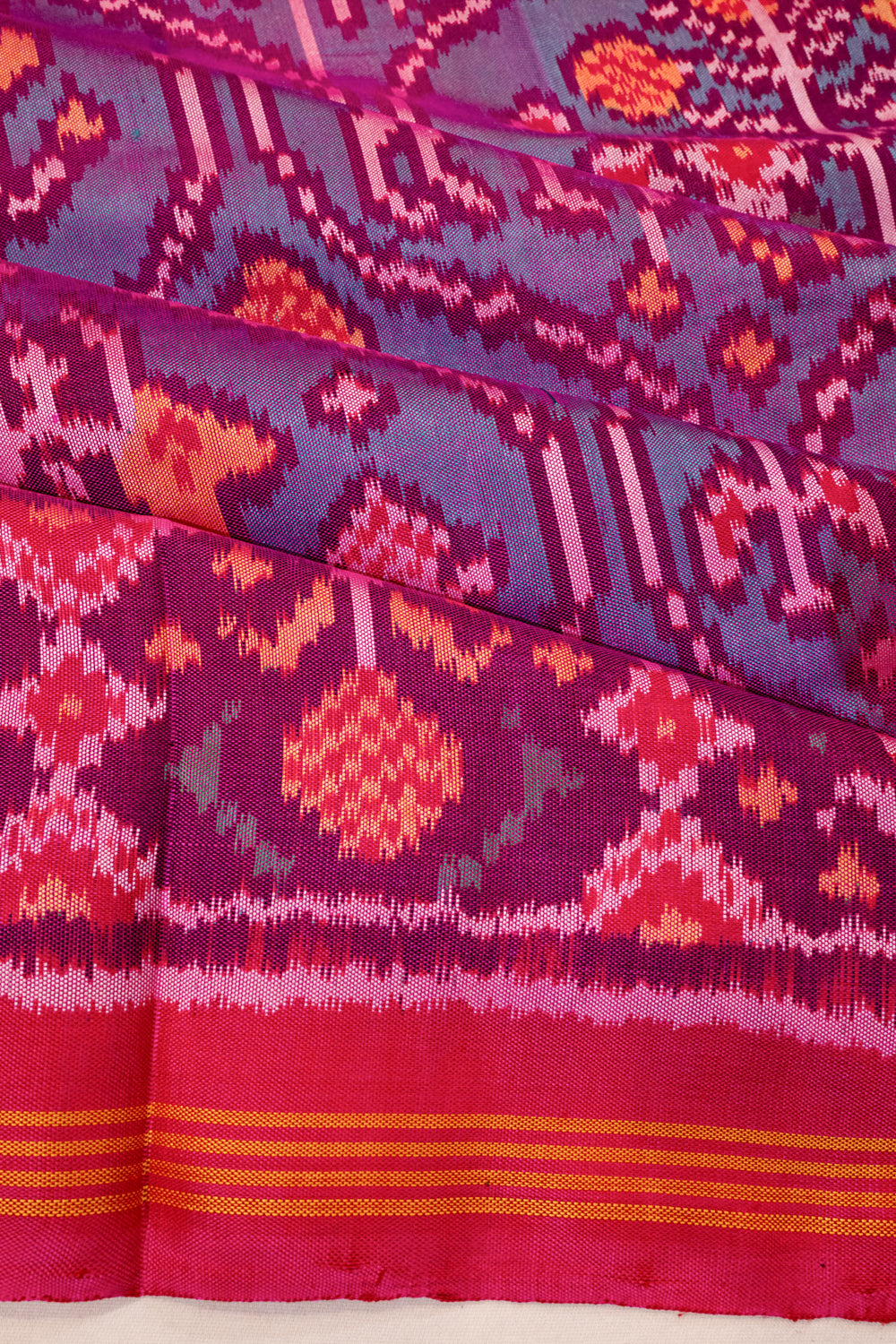 Semi Patan Patola Silk Ikat Blue Saree