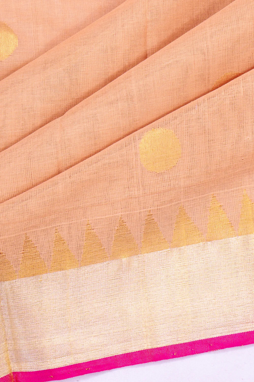 Ponduru Handspun Cotton Jamdani And Polka Dot Butta Pastel Brown Saree