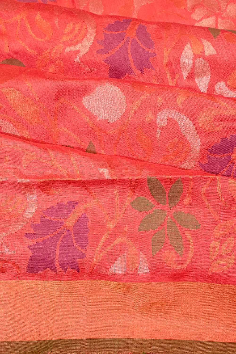 Uppada Silk All Over Jamdani Peach Saree