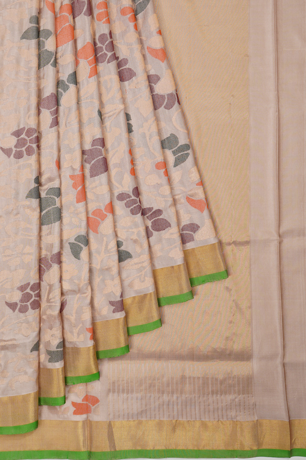 Uppada Silk All Over Jamdani Cream Saree