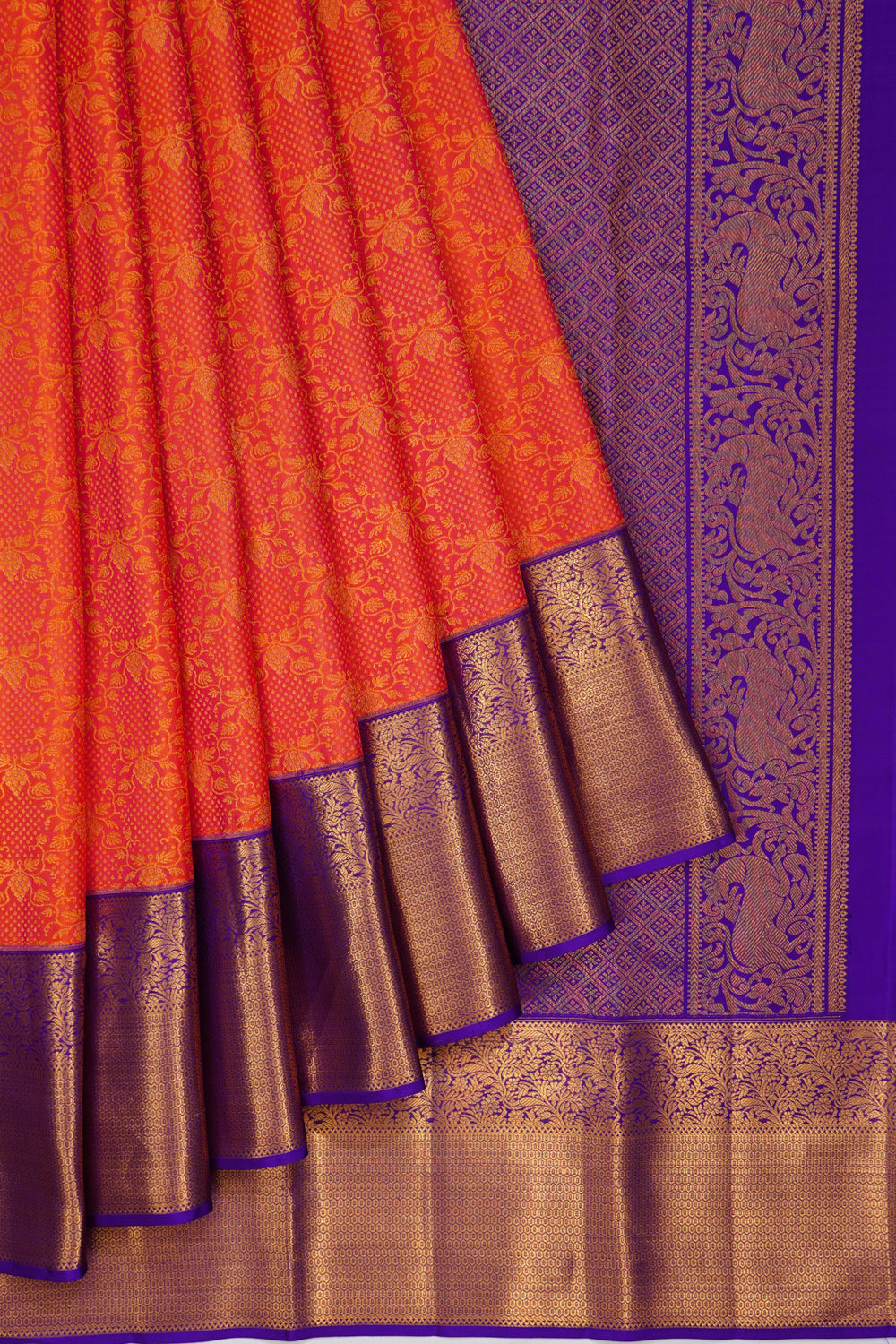 Taranga Kanchi Silk Brocade Orange Saree