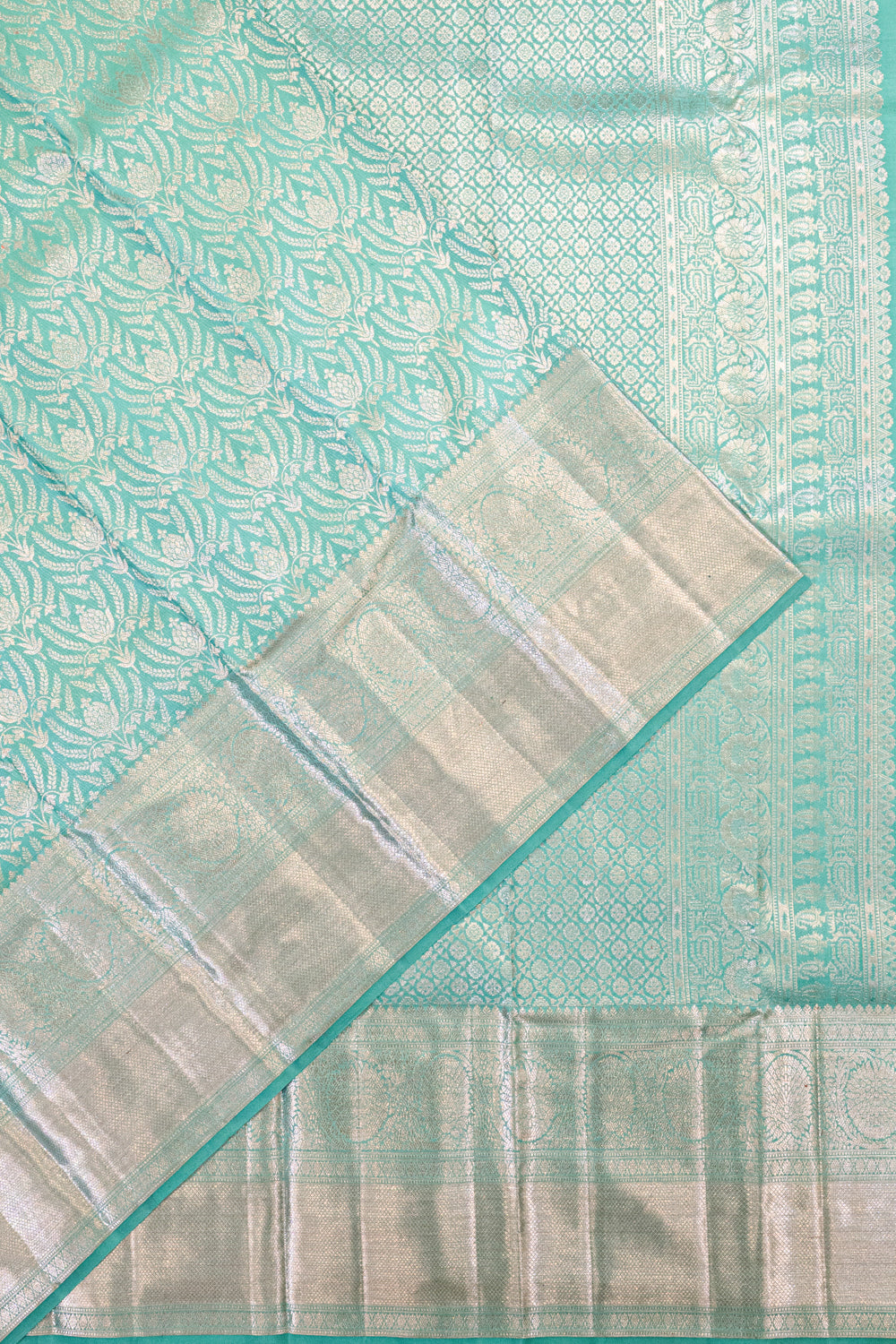 Kanchipuram Silk Brocade Sky Blue Saree