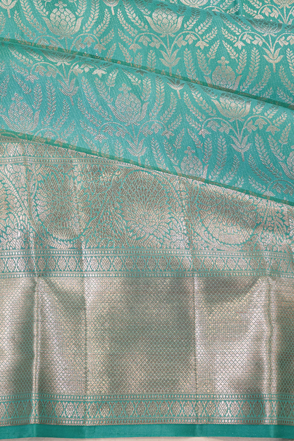 Kanchipuram Silk Brocade Sky Blue Saree