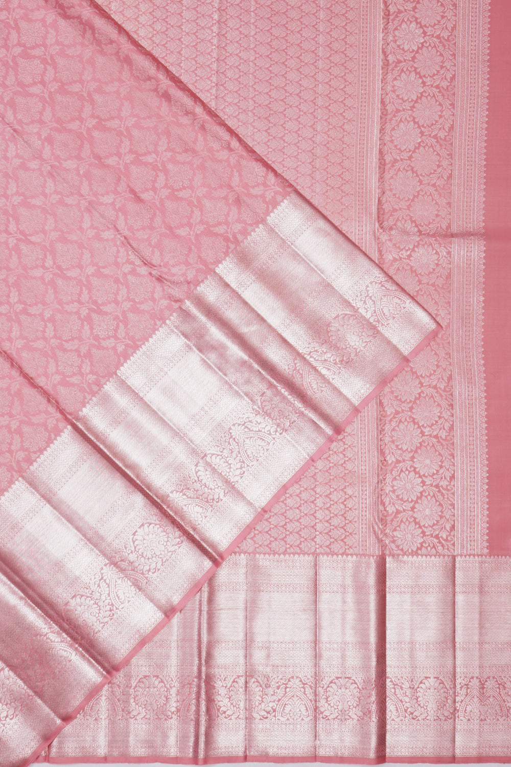 Kanchipuram Silk Brocade Baby Pink Saree
