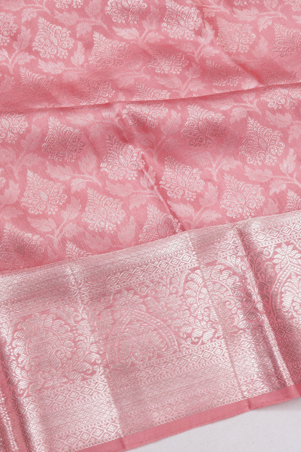 Kanchipuram Silk Brocade Baby Pink Saree