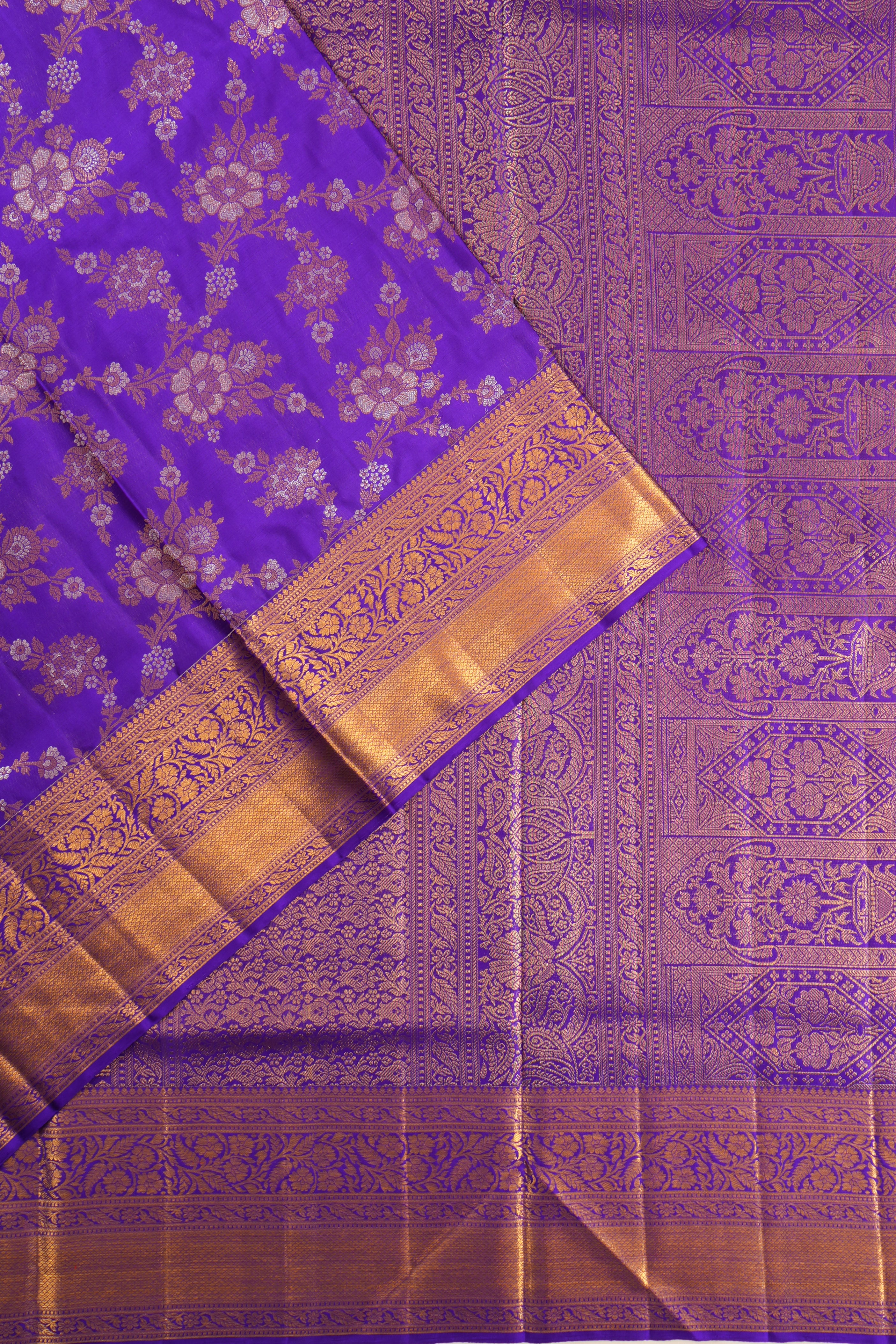 Kanchipuram Silk Brocade Violet Saree