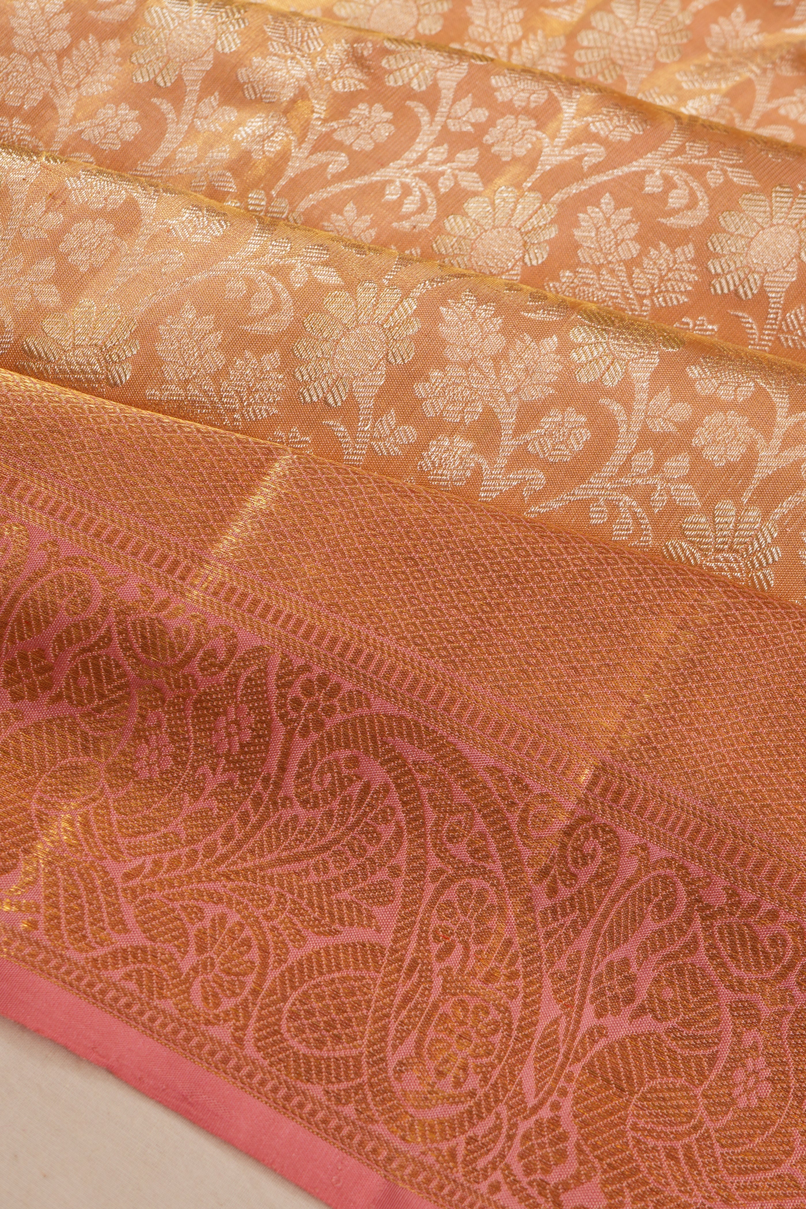 Kanchipuram Silk Tissue Brocade Gold Saree