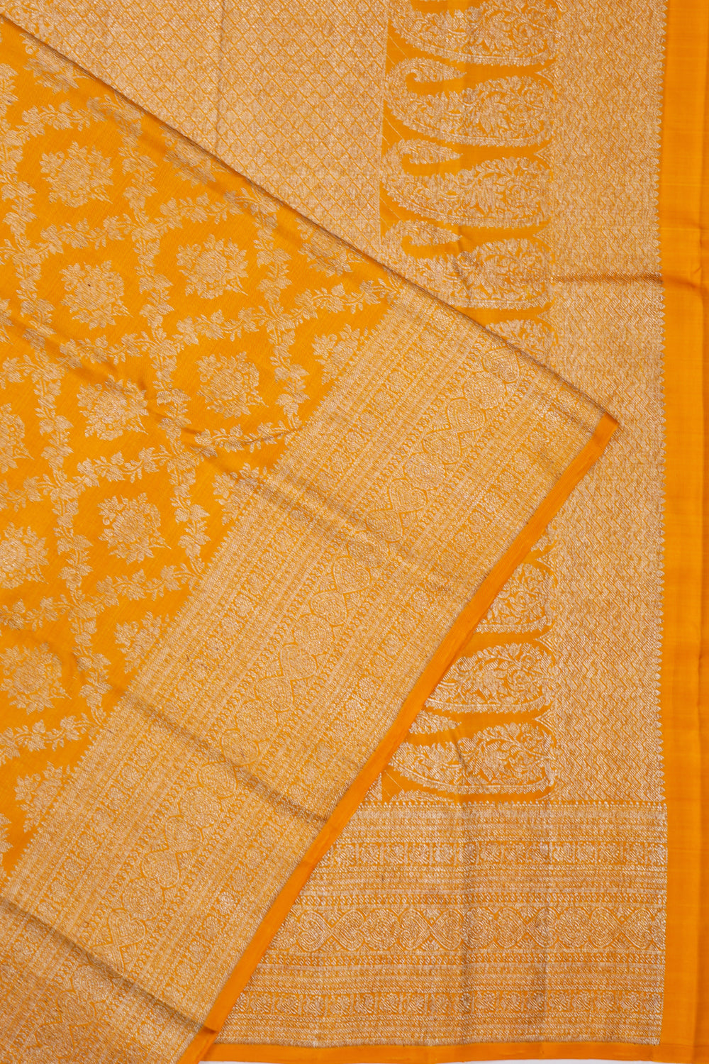 Antique Zari Kanchipuram Silk Jaal Yellow Saree