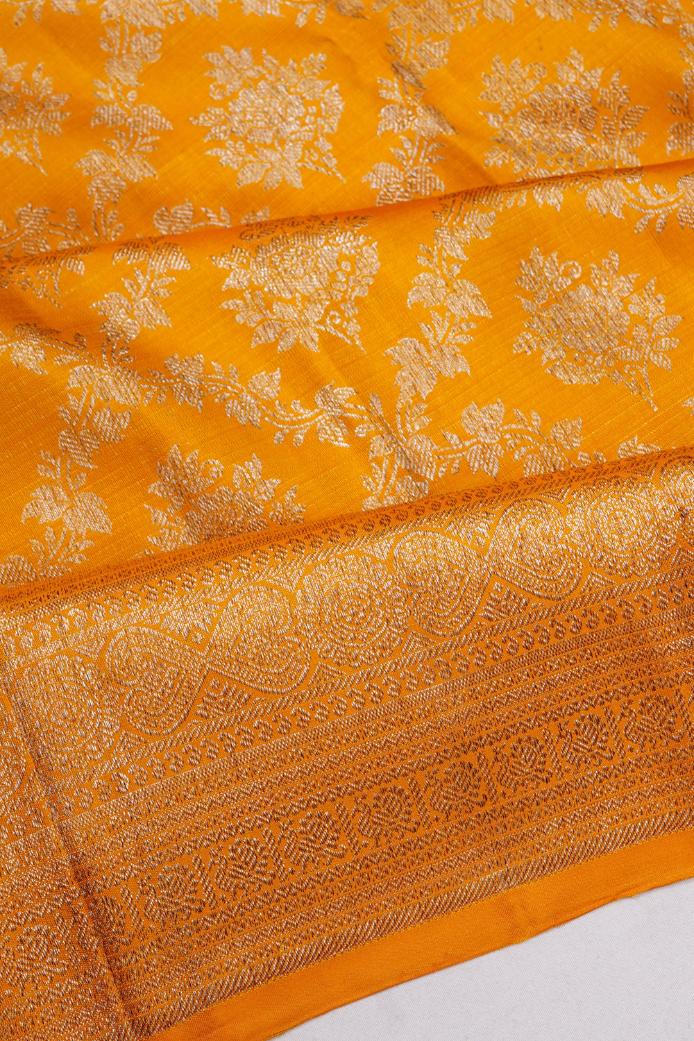 Antique Zari Kanchipuram Silk Jaal Yellow Saree