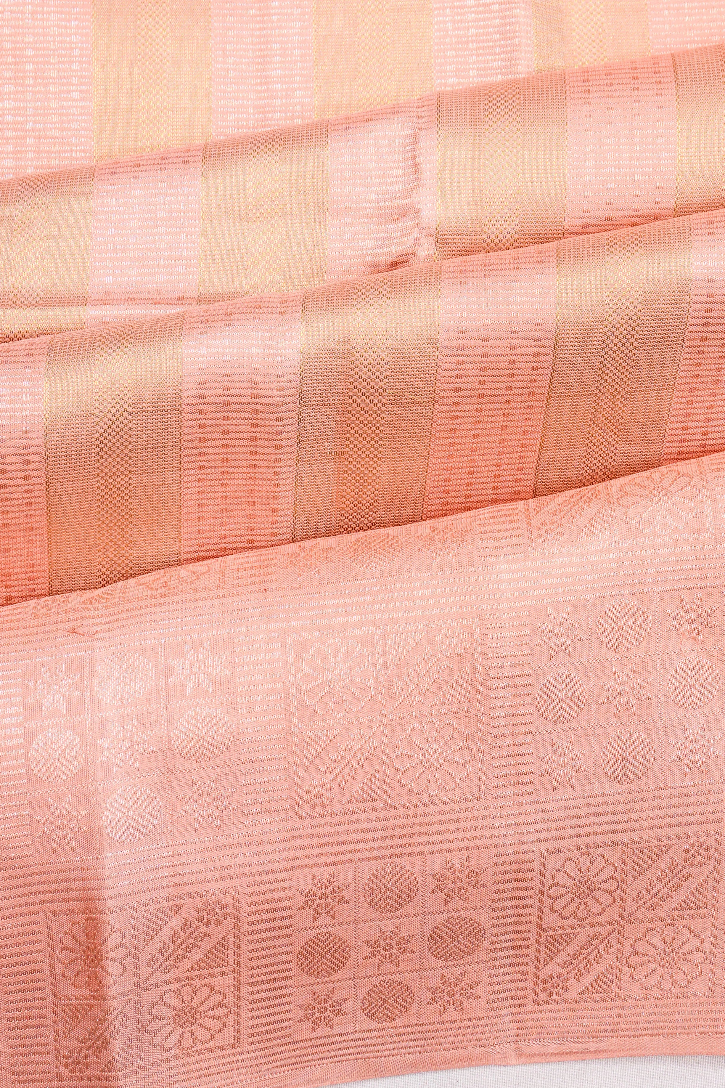 Kanchipuram Silk Brocade Baby Pink Saree