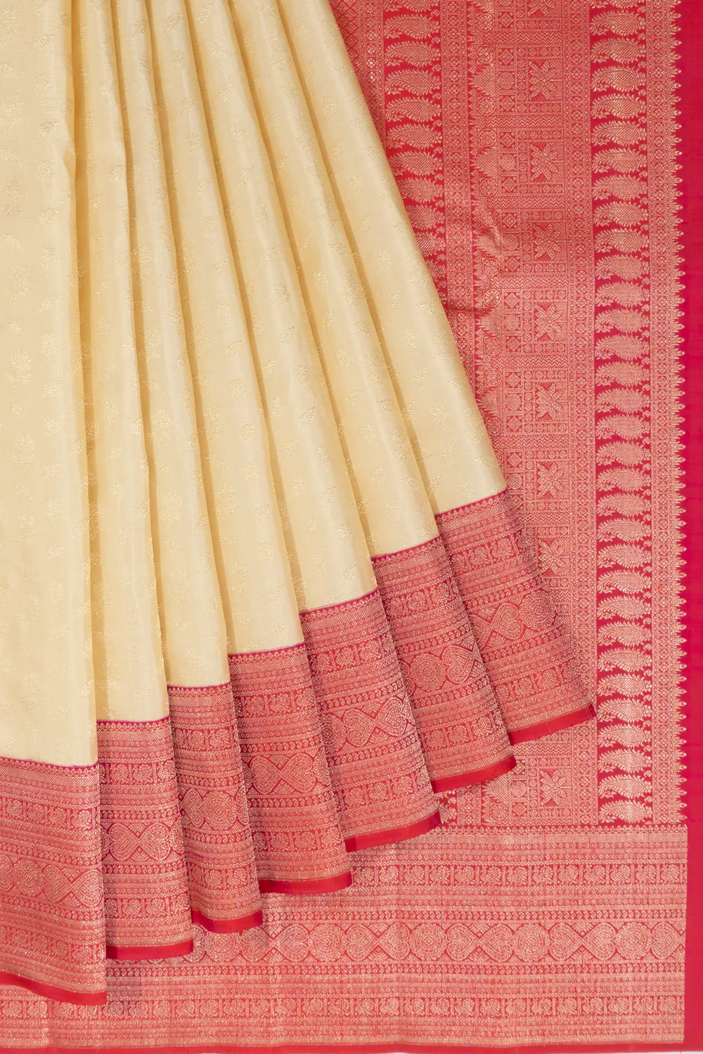 Kanchipuram Silk Butta Cream Saree