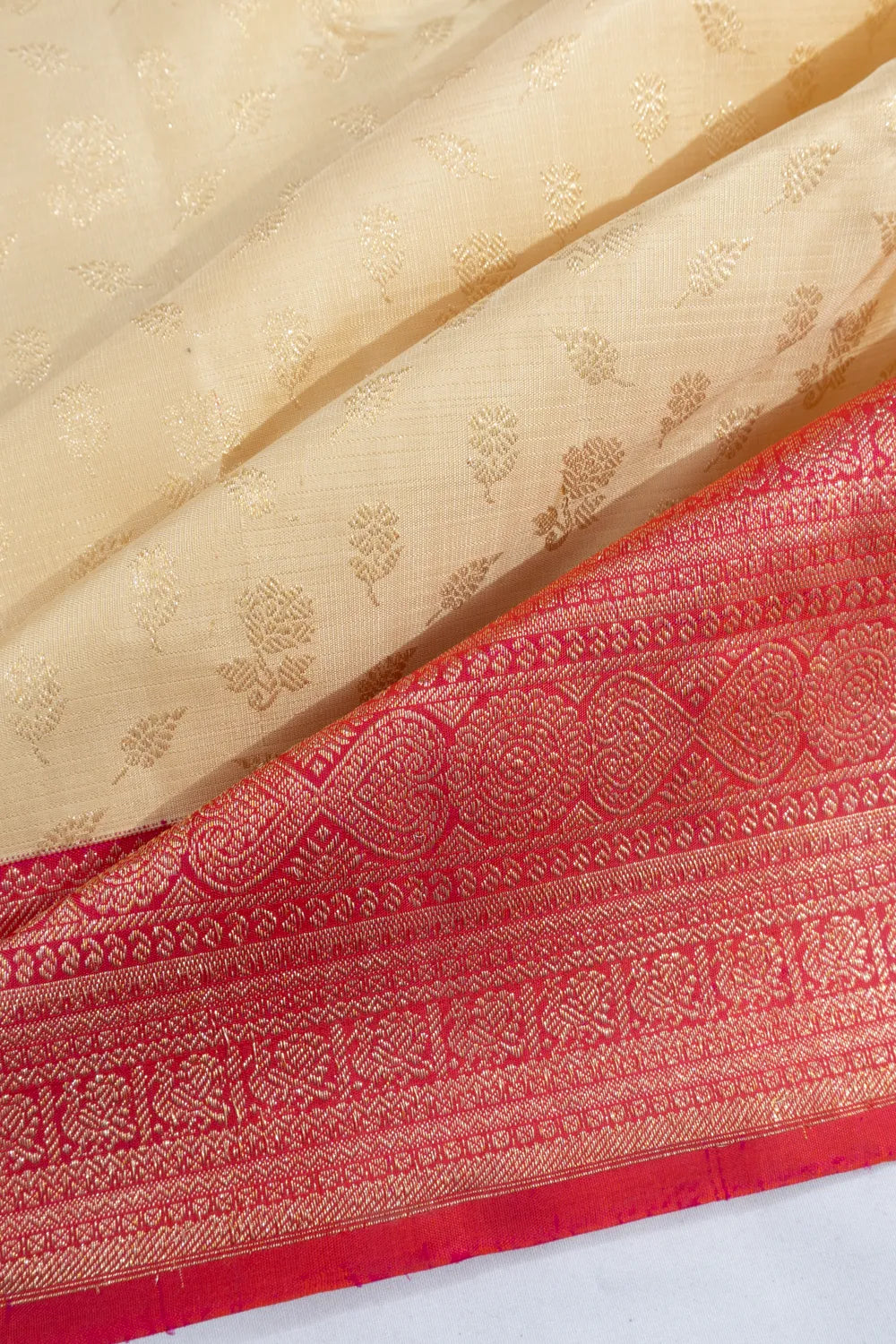 Kanchipuram Silk Butta Cream Saree