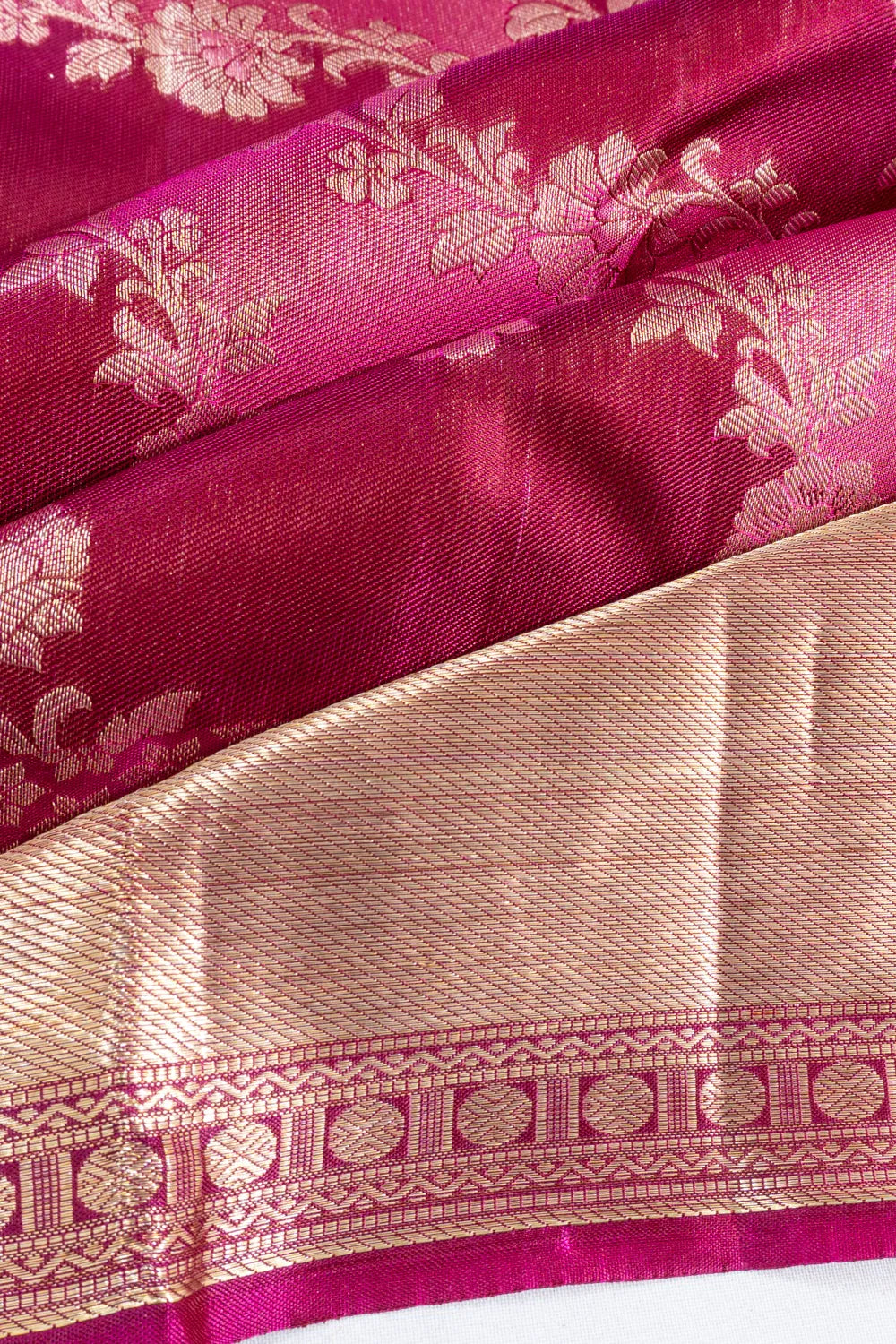 Kanchipuram Silk Leheriya Jaal Dual Tone Pink Saree