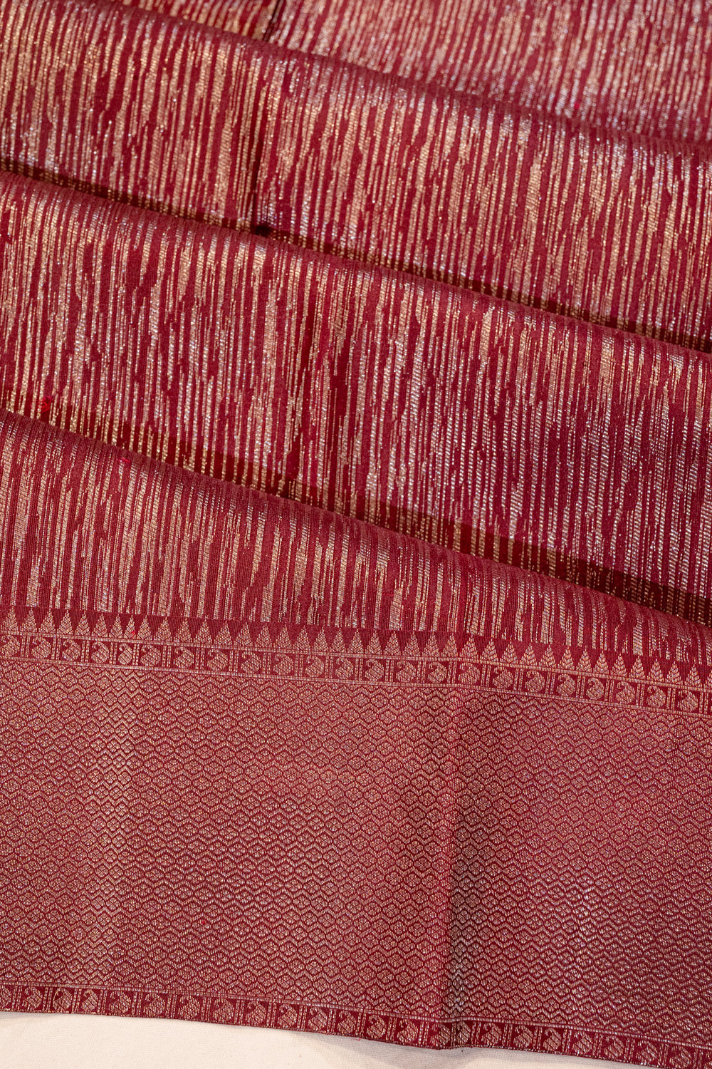 Kanchipuram Silk Lines Maroon Saree