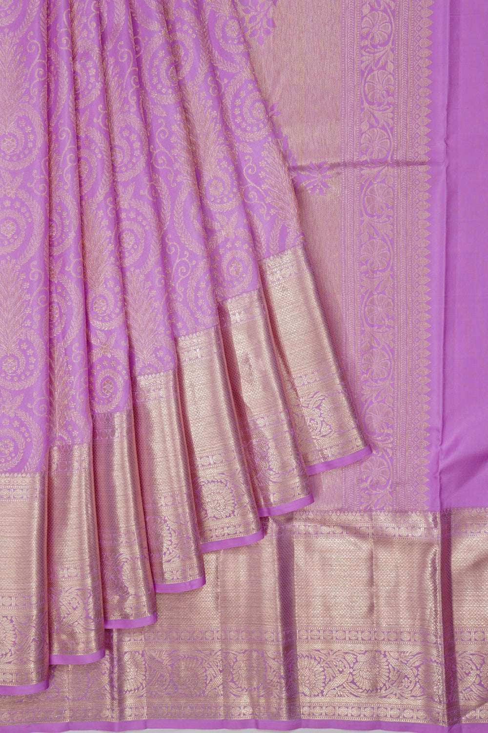 Kanchipuram Silk Brocade Lavender Saree