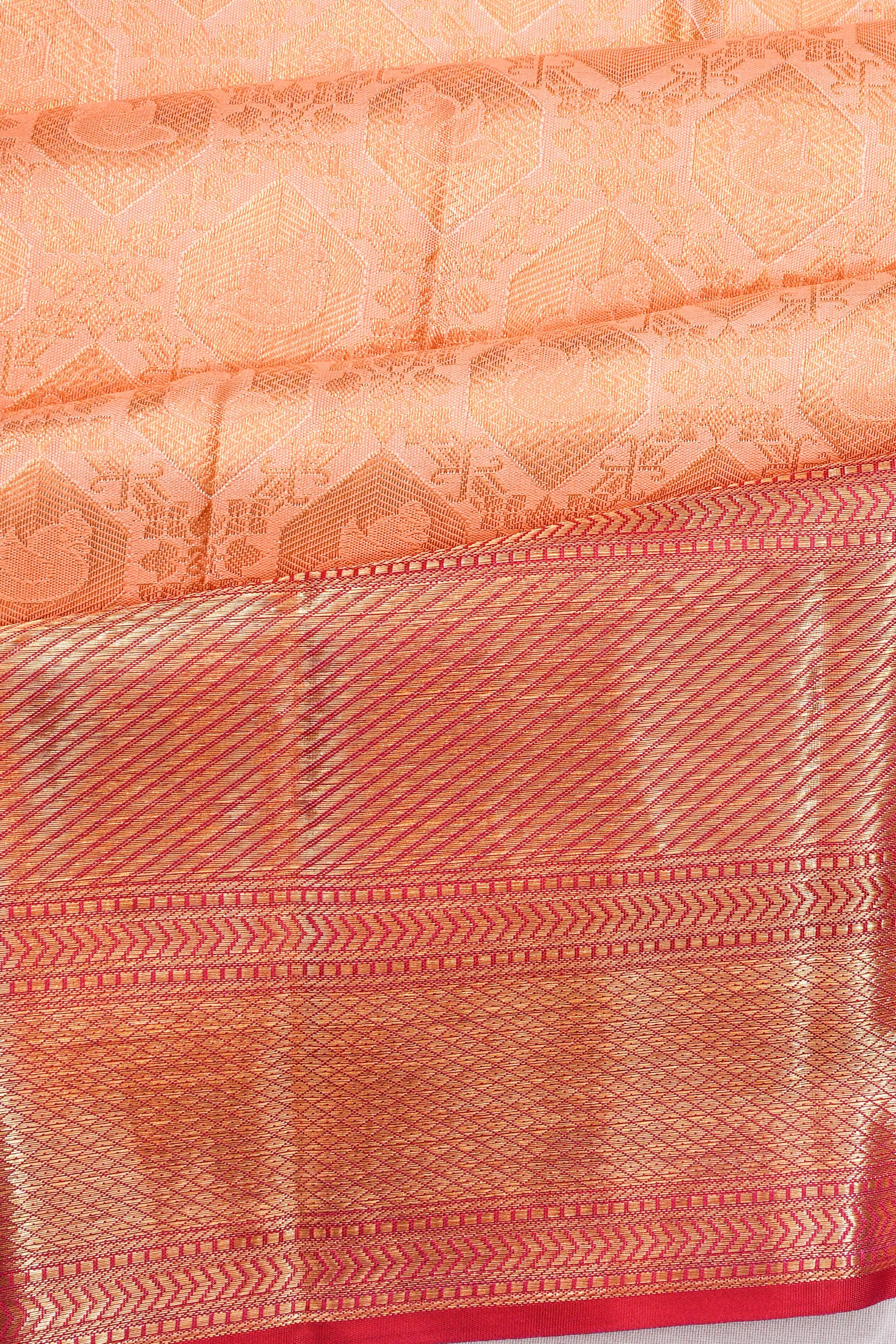 Kanchipuram Silk Brocade Baby Pink Saree