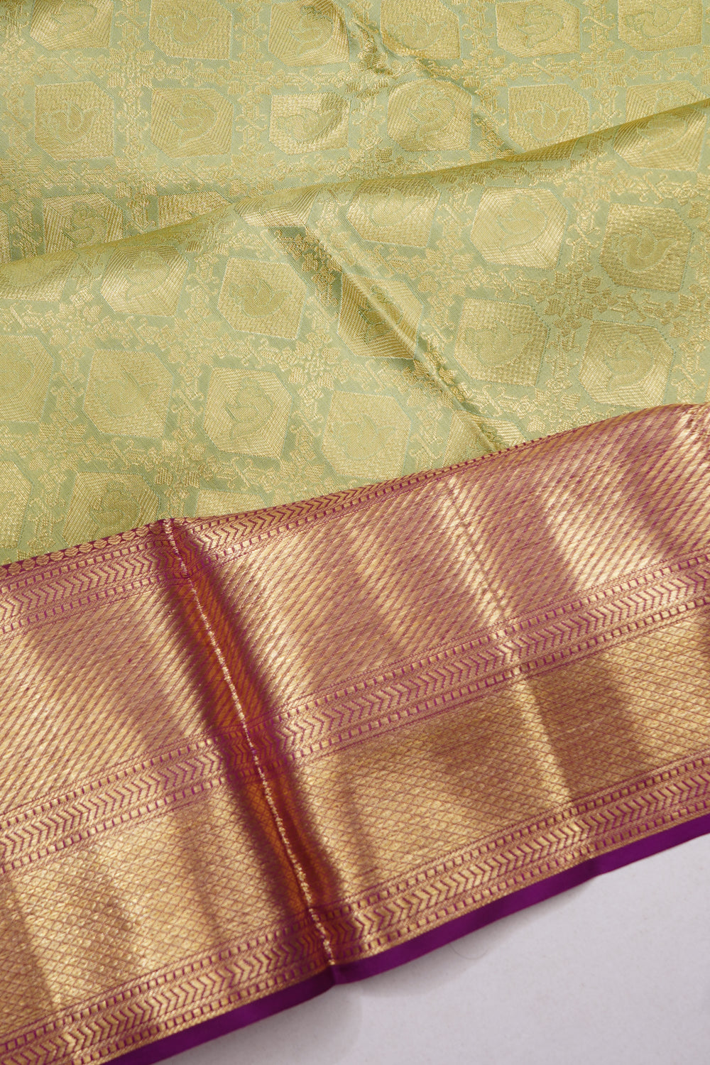 Kanchipuram Silk Brocade Pista Green Saree