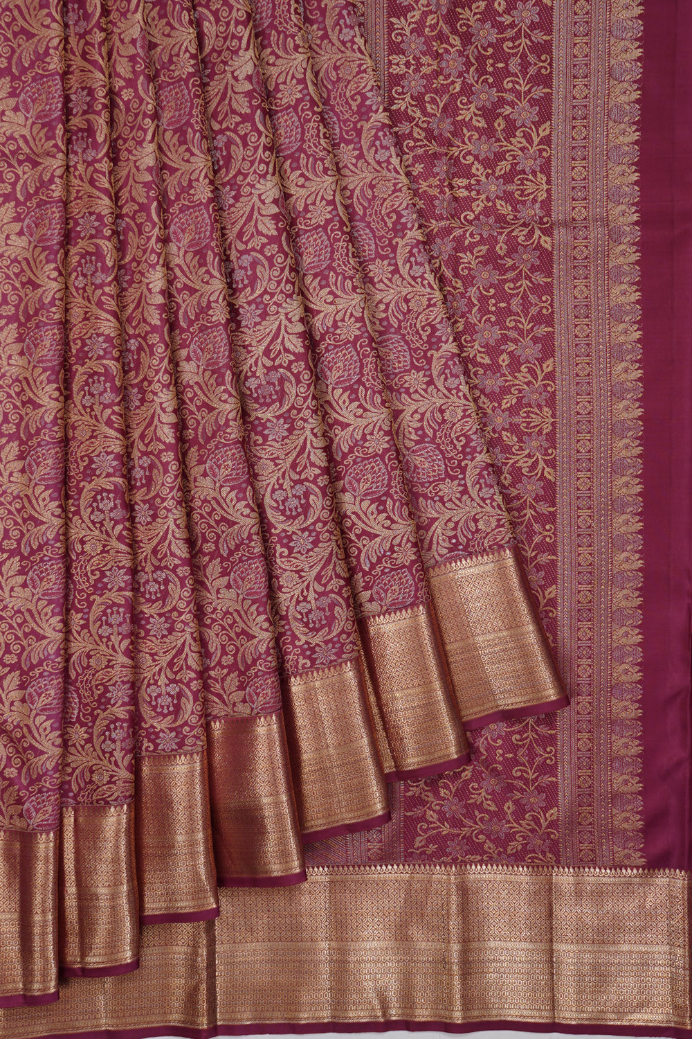 Kanchipuram Silk Brocade Purple Saree