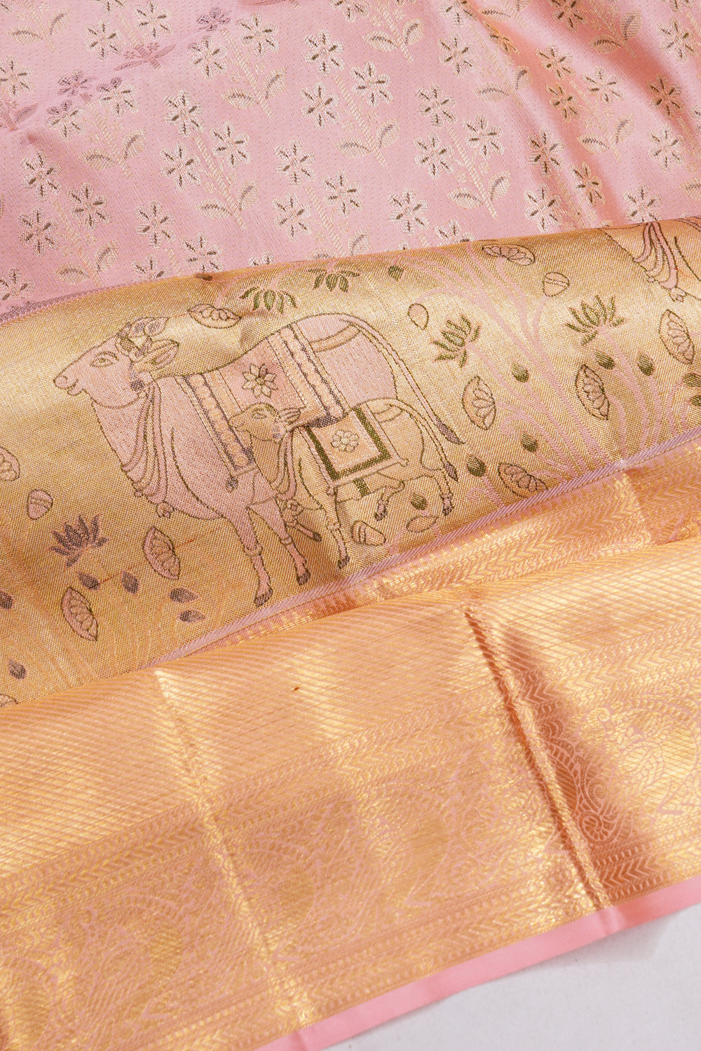 Kanchipuram Silk Brocade Pink Saree