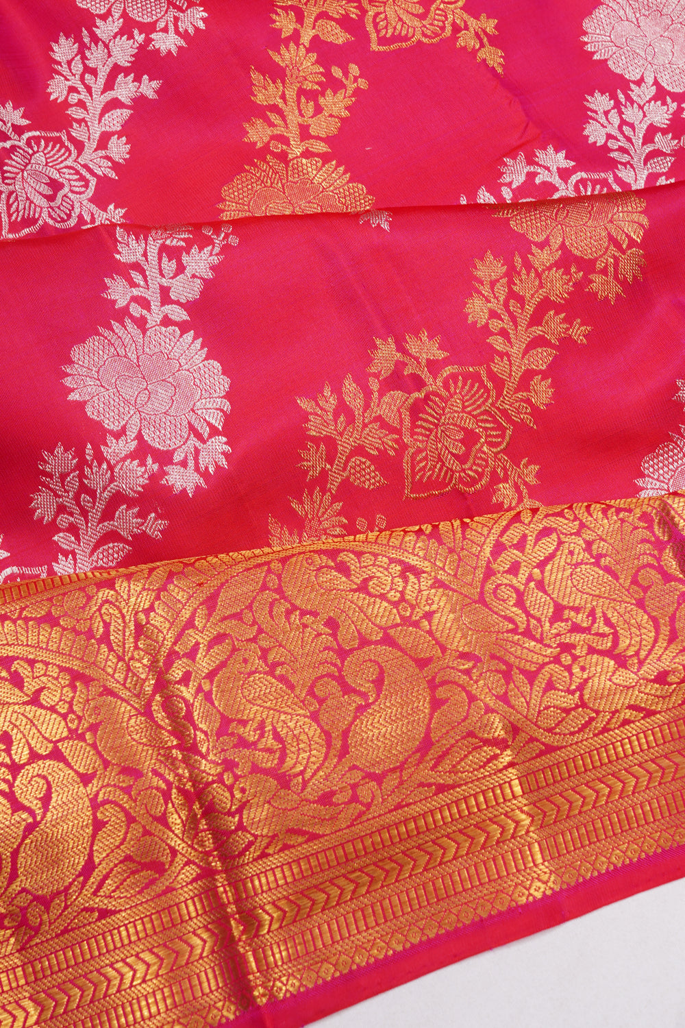 Kanchipuram Silk Jaal Pink Saree