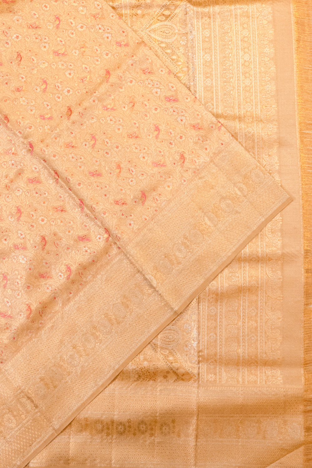 Kanchipuram Silk Brocade Cream Saree