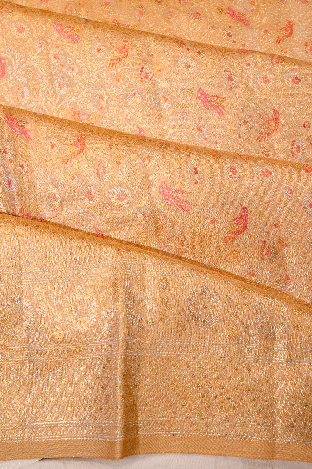 Kanchipuram Silk Brocade Cream Saree