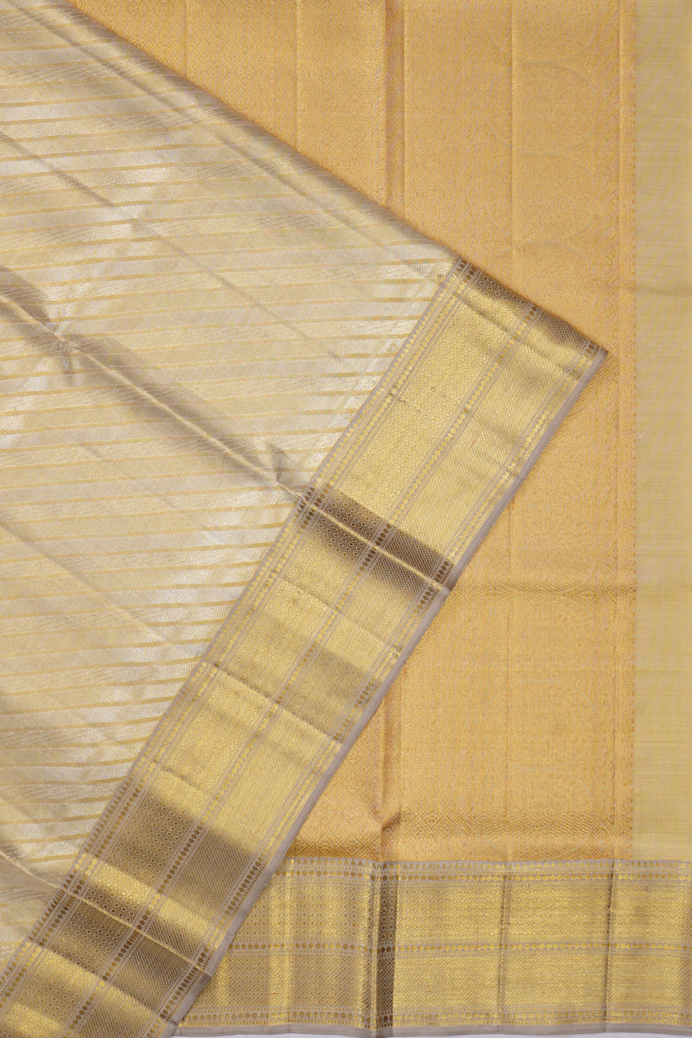 Kanchipuram Silk Tissue Gold And Silver Saree