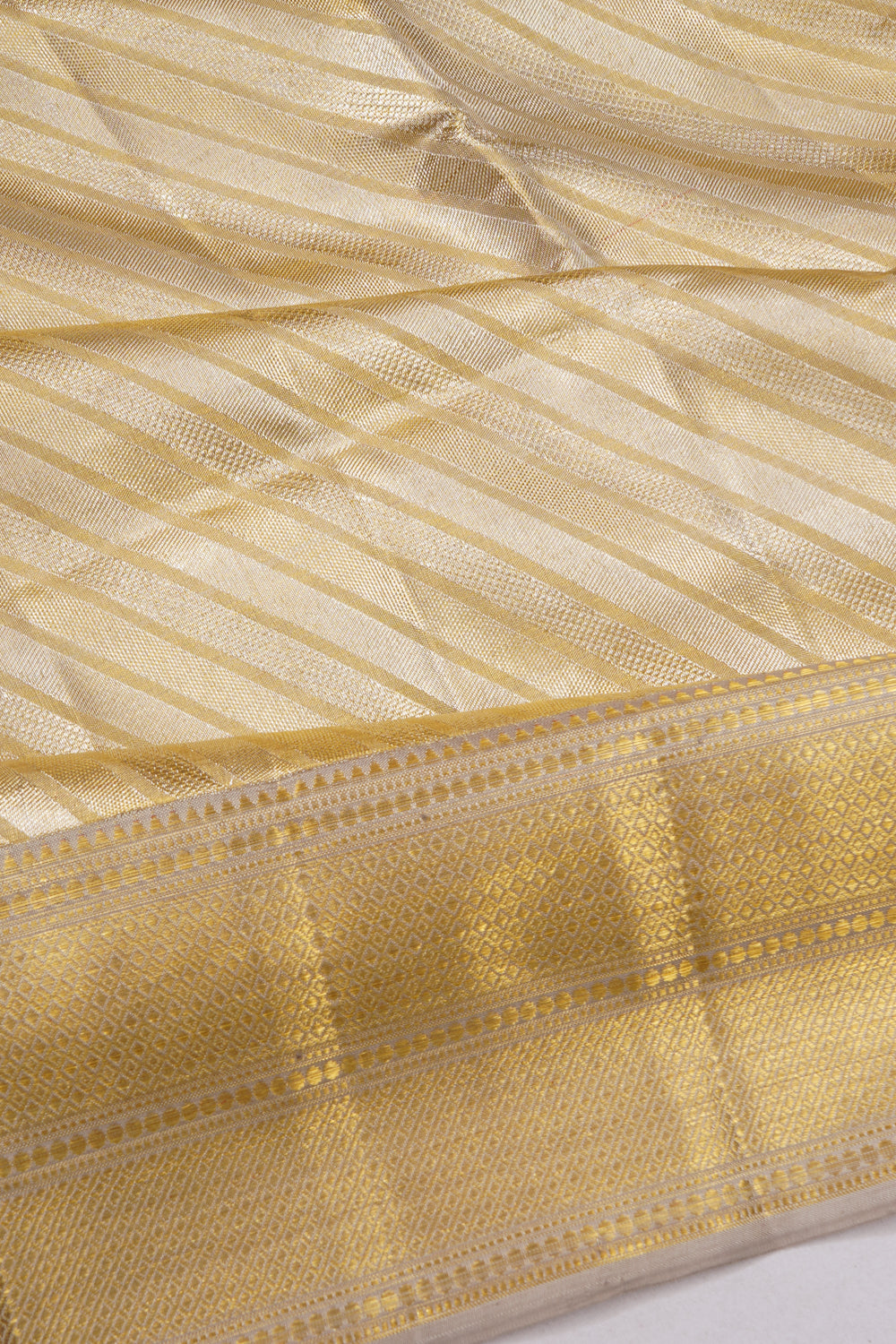 Kanchipuram Silk Tissue Gold And Silver Saree