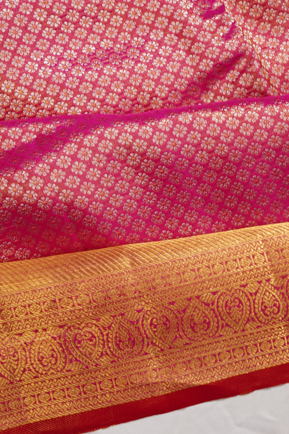 Kanchipuram Silk Tissue Brocade Pink Saree