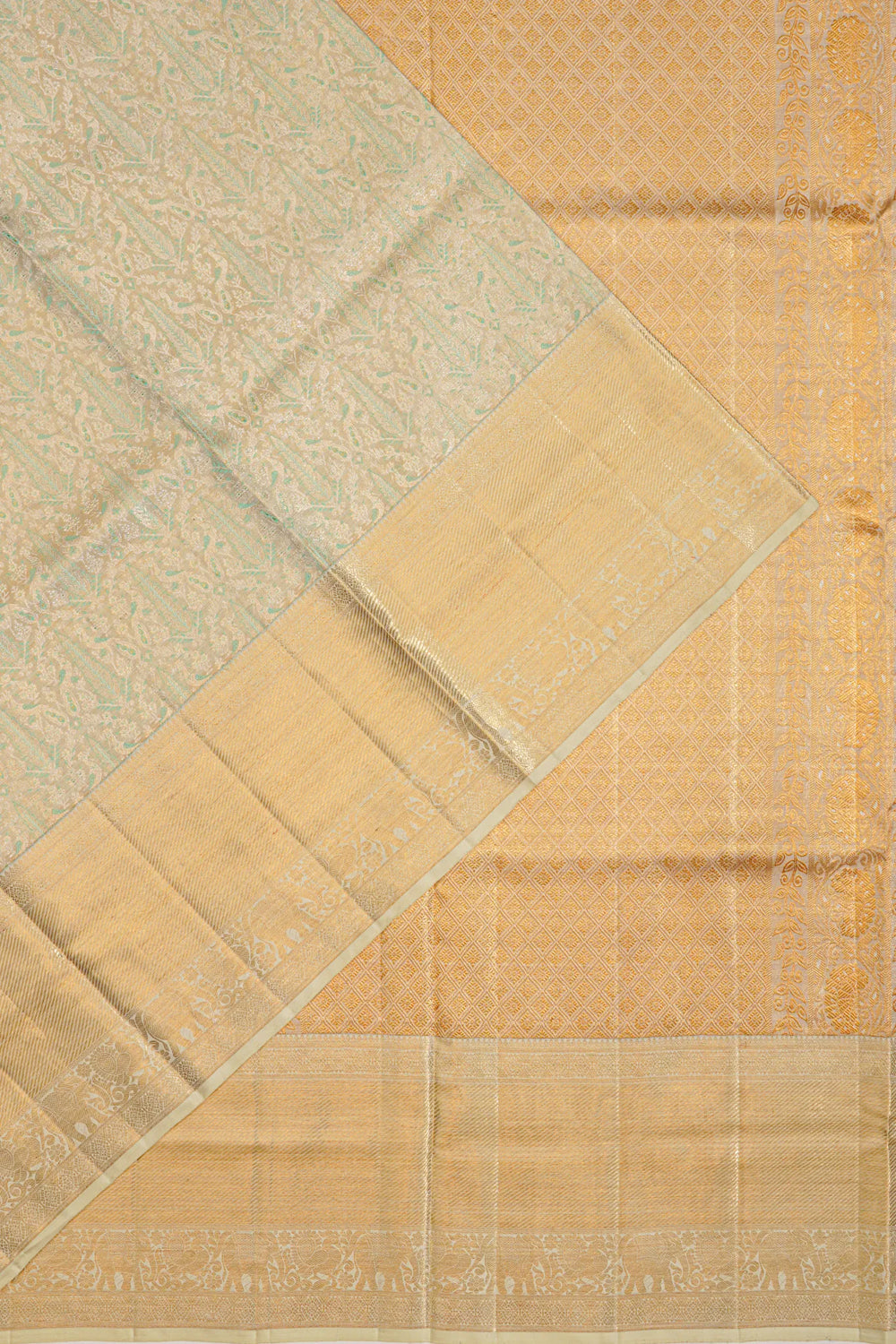 Kanchipuram Silk Tissue Brocade Gold Saree