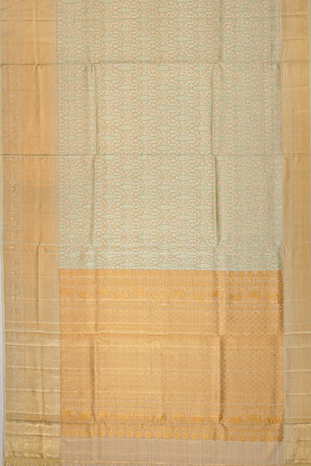 Kanchipuram Silk Tissue Brocade Gold Saree