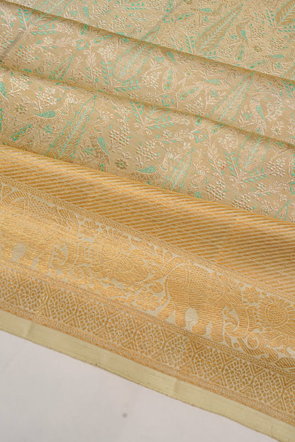 Kanchipuram Silk Tissue Brocade Gold Saree