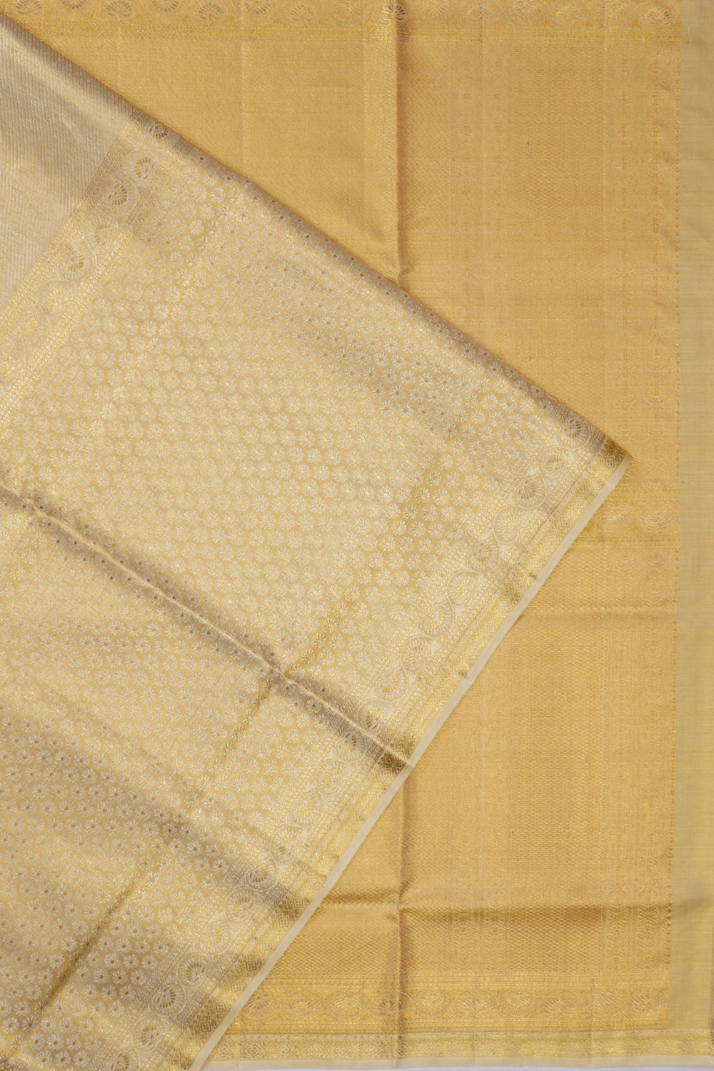 Kanchipuram Silk Tissue Brocade Gold Saree