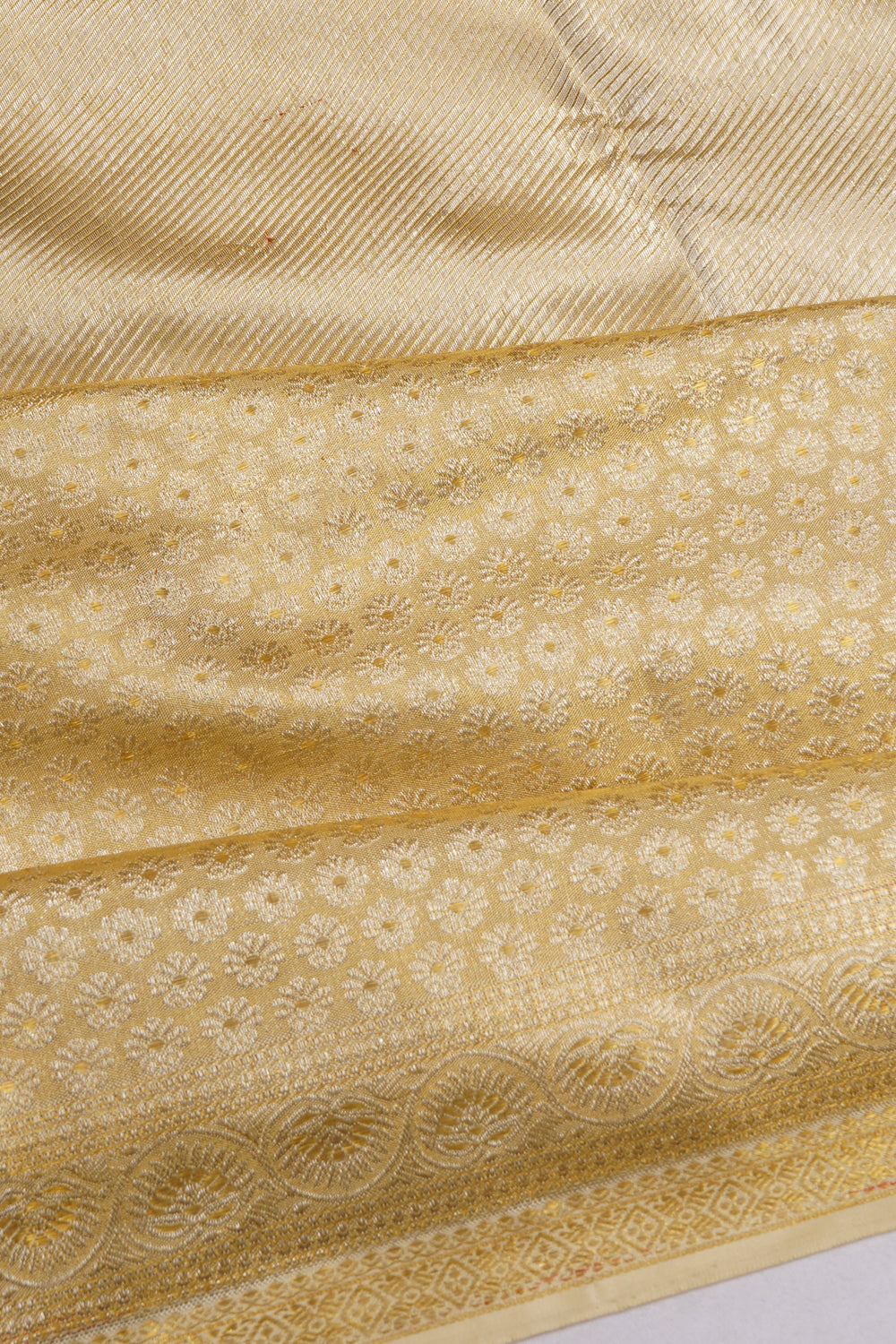 Kanchipuram Silk Tissue Brocade Gold Saree