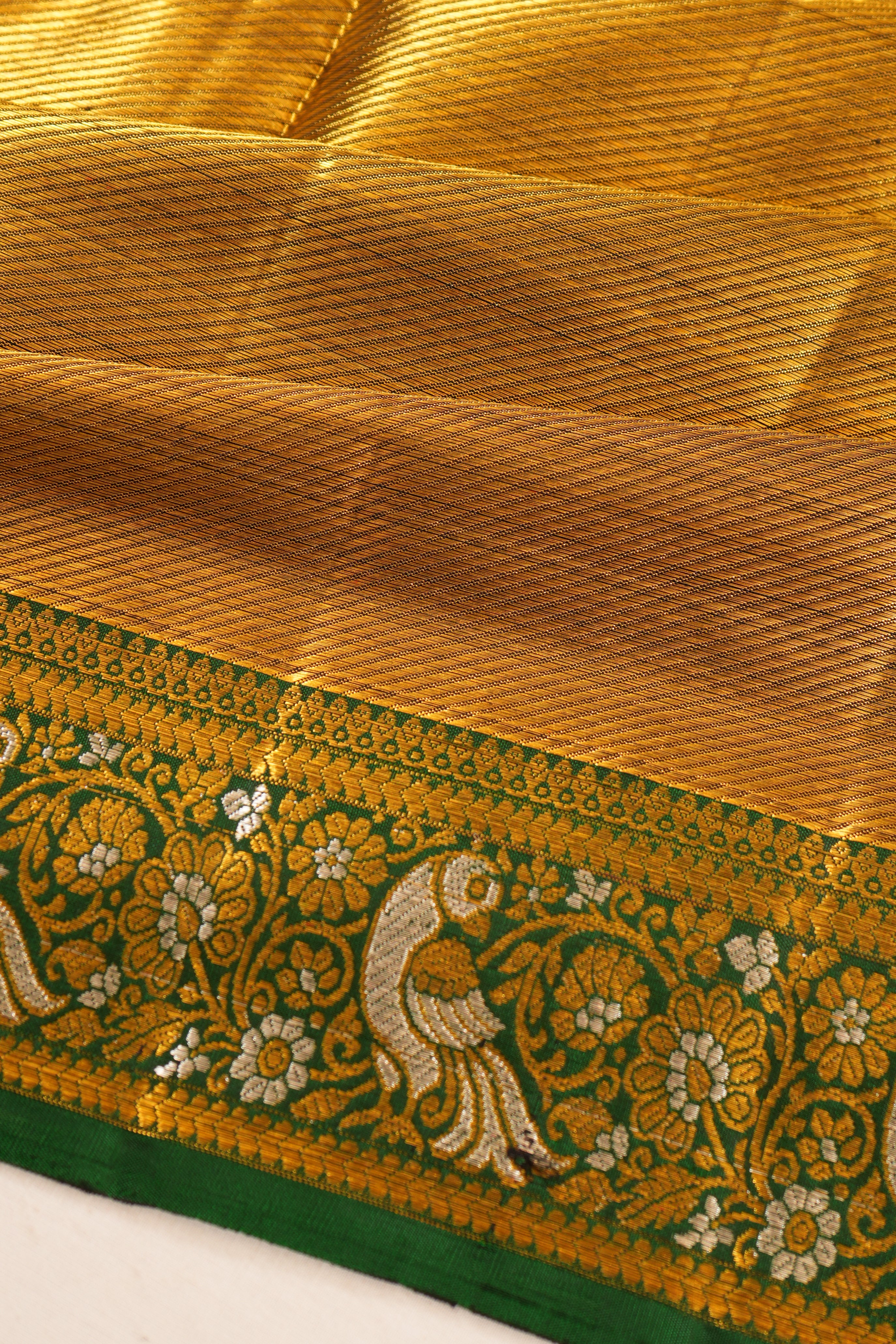 Kanchipuram Silk Tissue Brocade Gold Saree