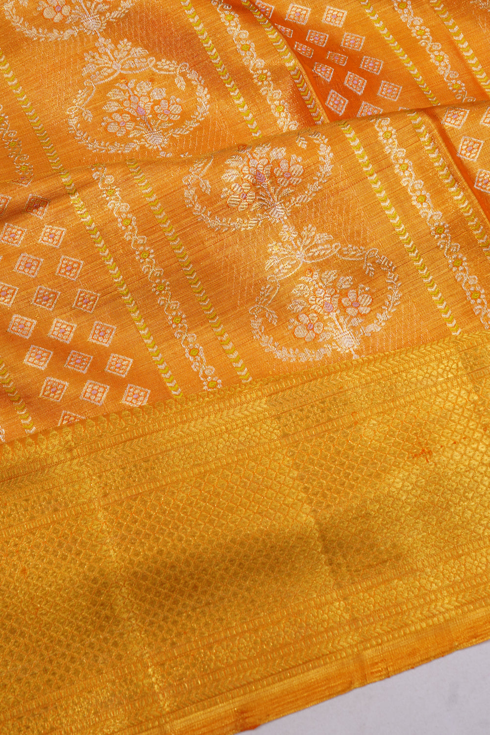 Kanchipuram Silk Tissue Brocade Gold Saree