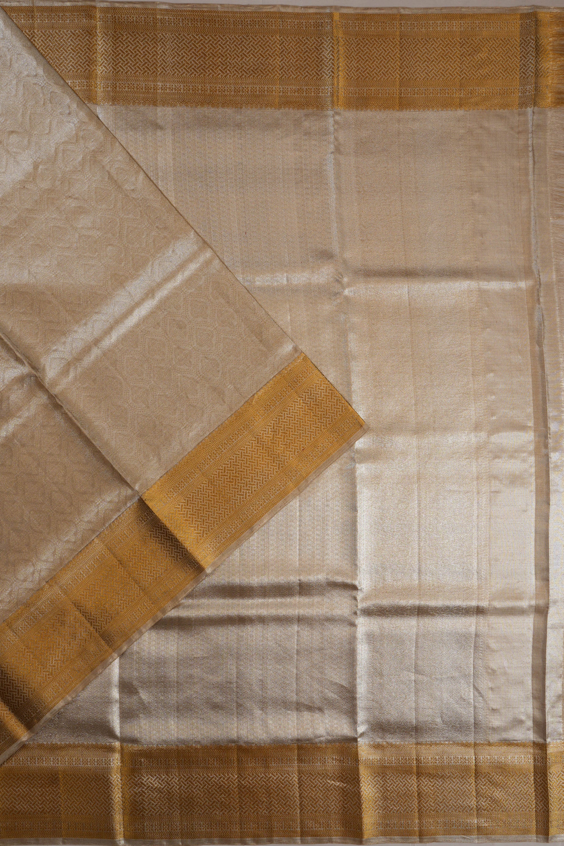 Kanchipuram Silk Tissue Brocade Silver Saree
