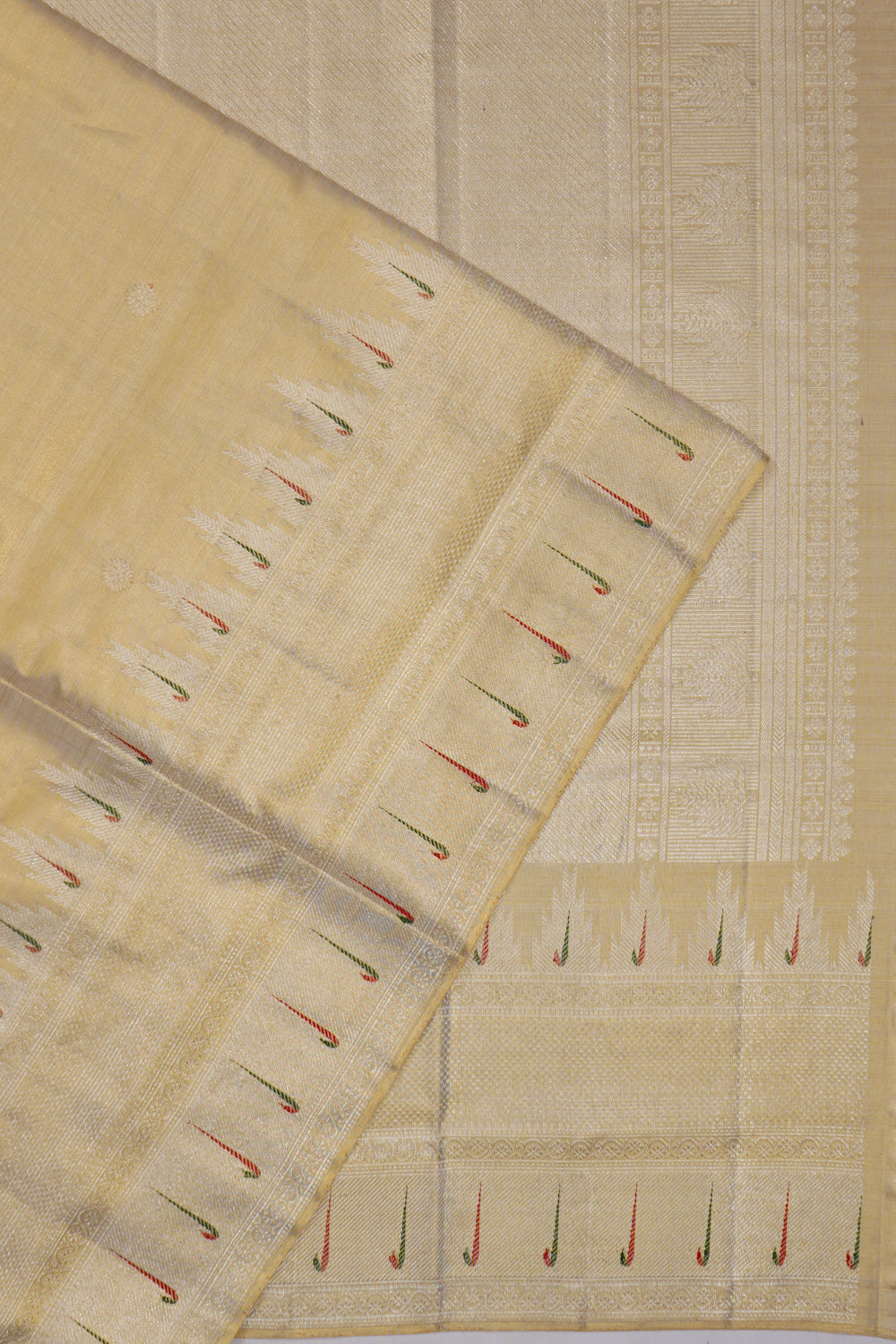 Kanchipuram Silk Tissue Butta Gold Saree