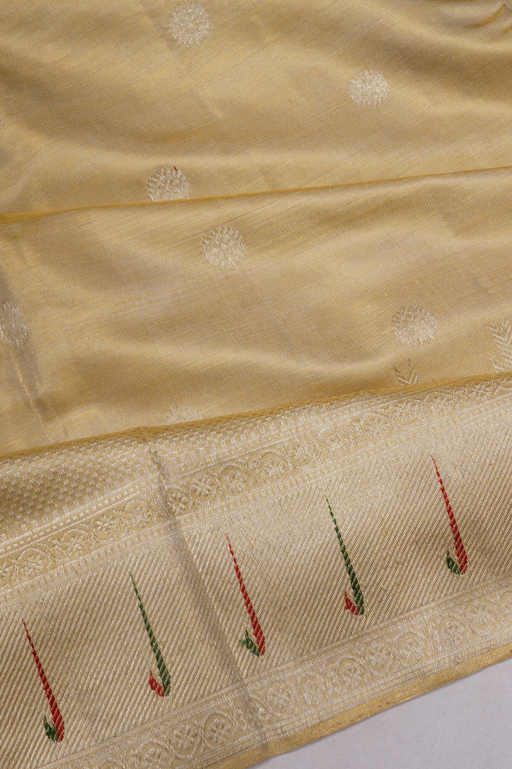 Kanchipuram Silk Tissue Butta Gold Saree
