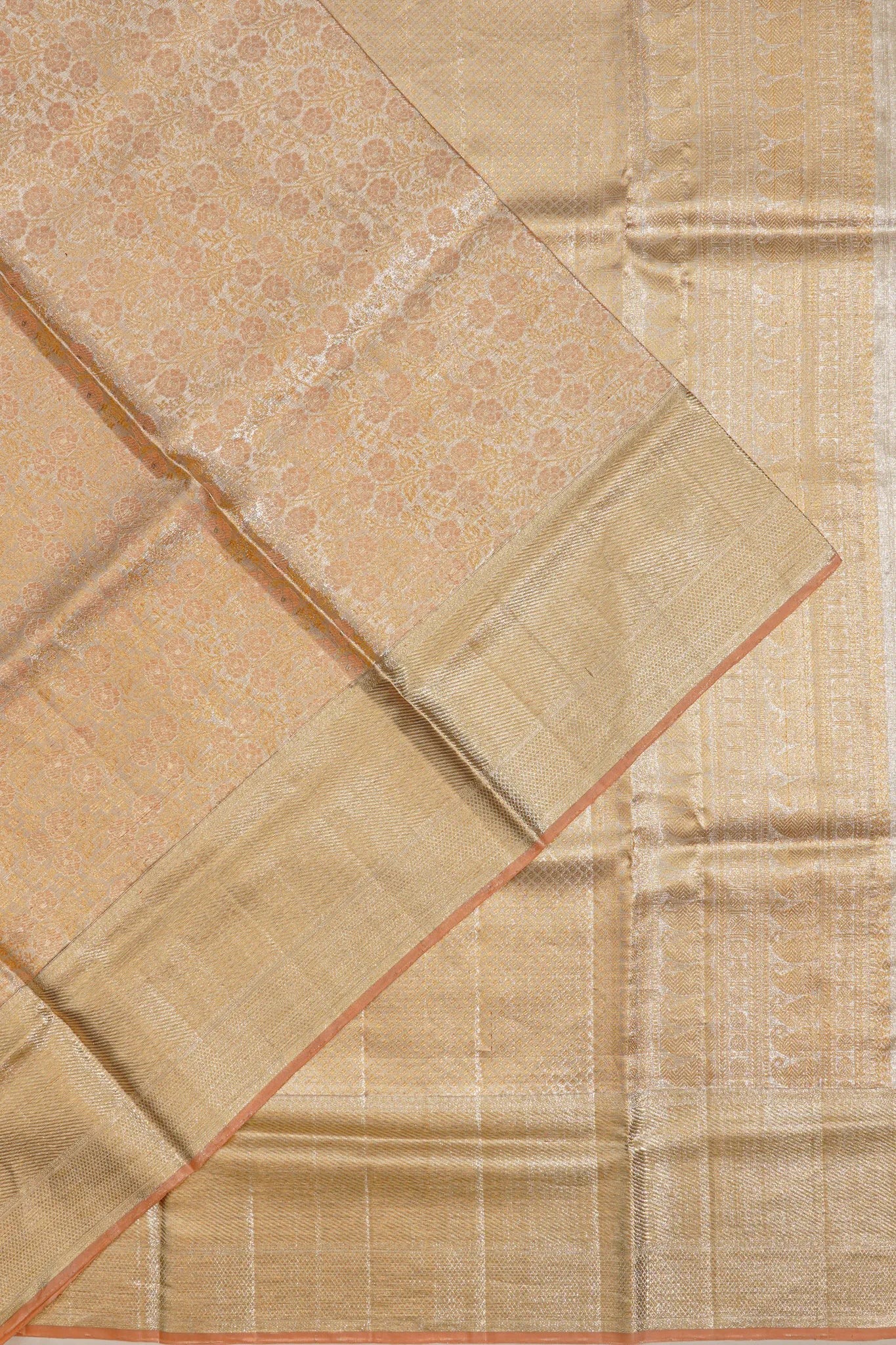 Kanchipuram Silk Tissue Brocade Silver Saree