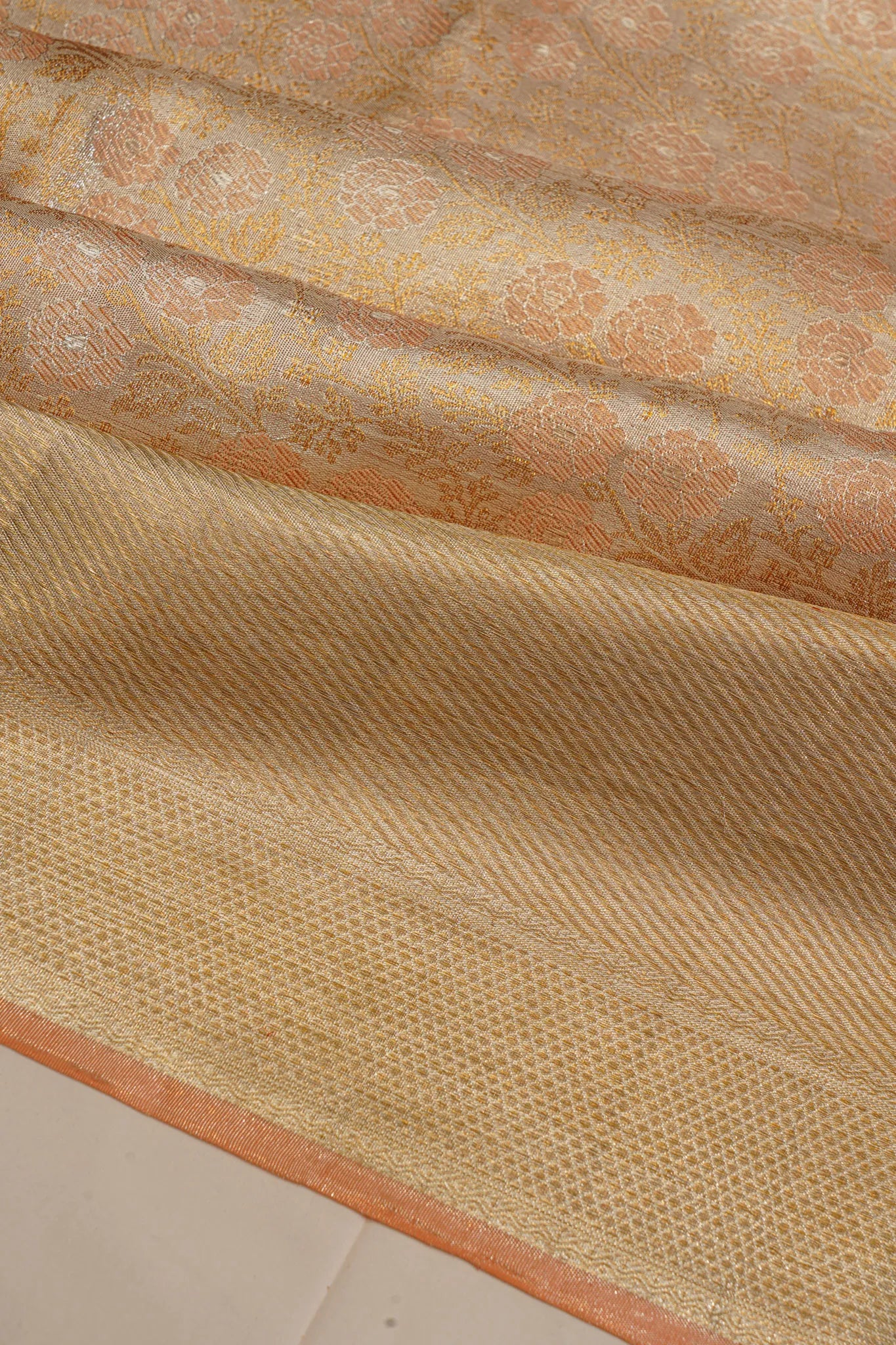 Kanchipuram Silk Tissue Brocade Silver Saree