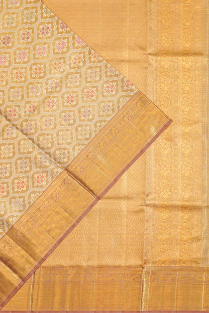 Kanchipuram Silk Tissue Brocade Gold Saree