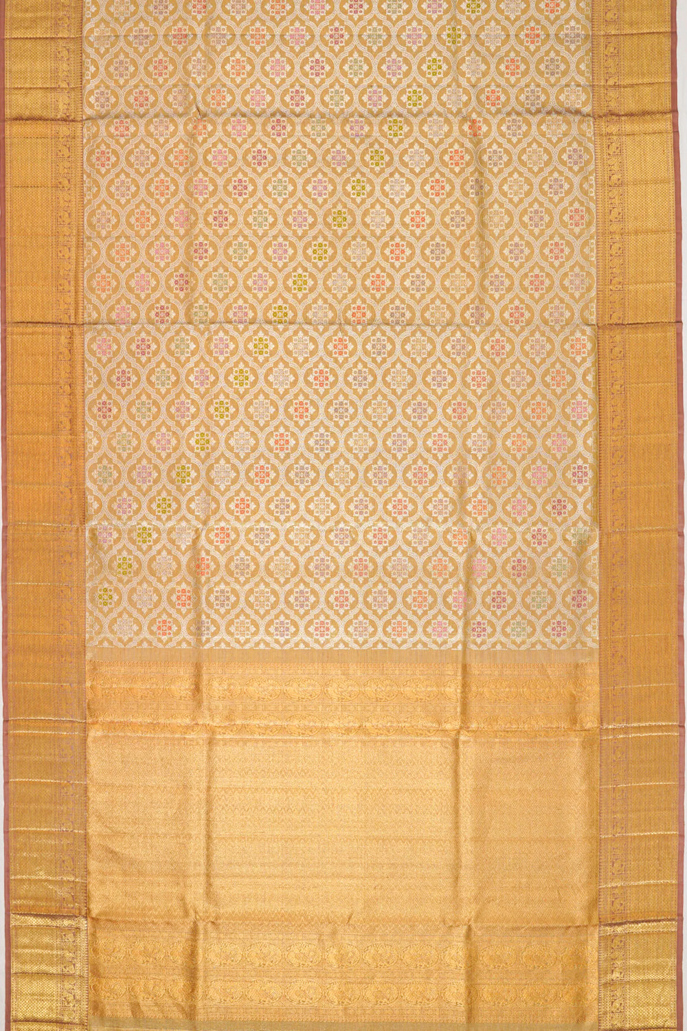 Kanchipuram Silk Tissue Brocade Gold Saree