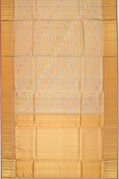Kanchipuram Silk Tissue Brocade Gold Saree