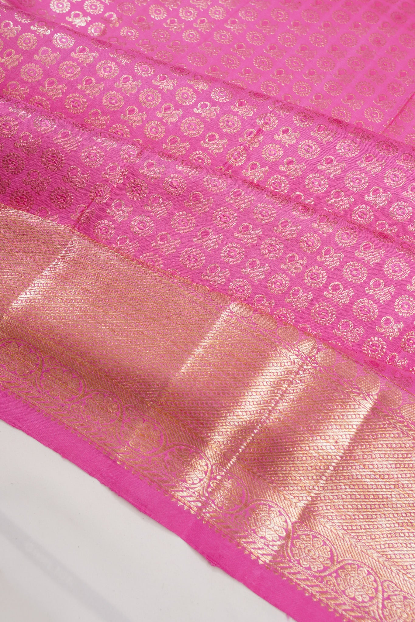 Kanchipuram Silk Brocade Pink Saree