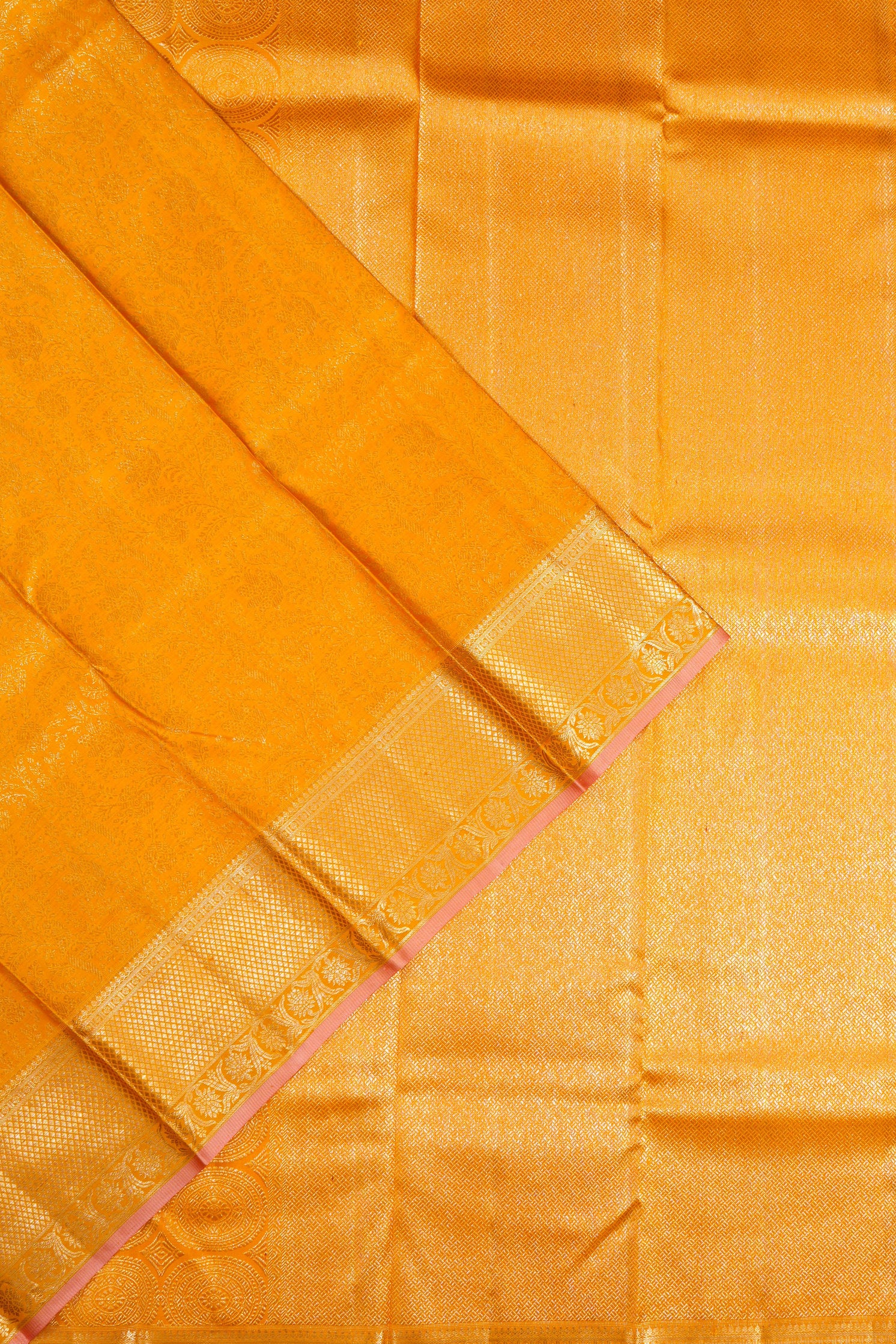Kanchipuram Silk Brocade Yellow Saree
