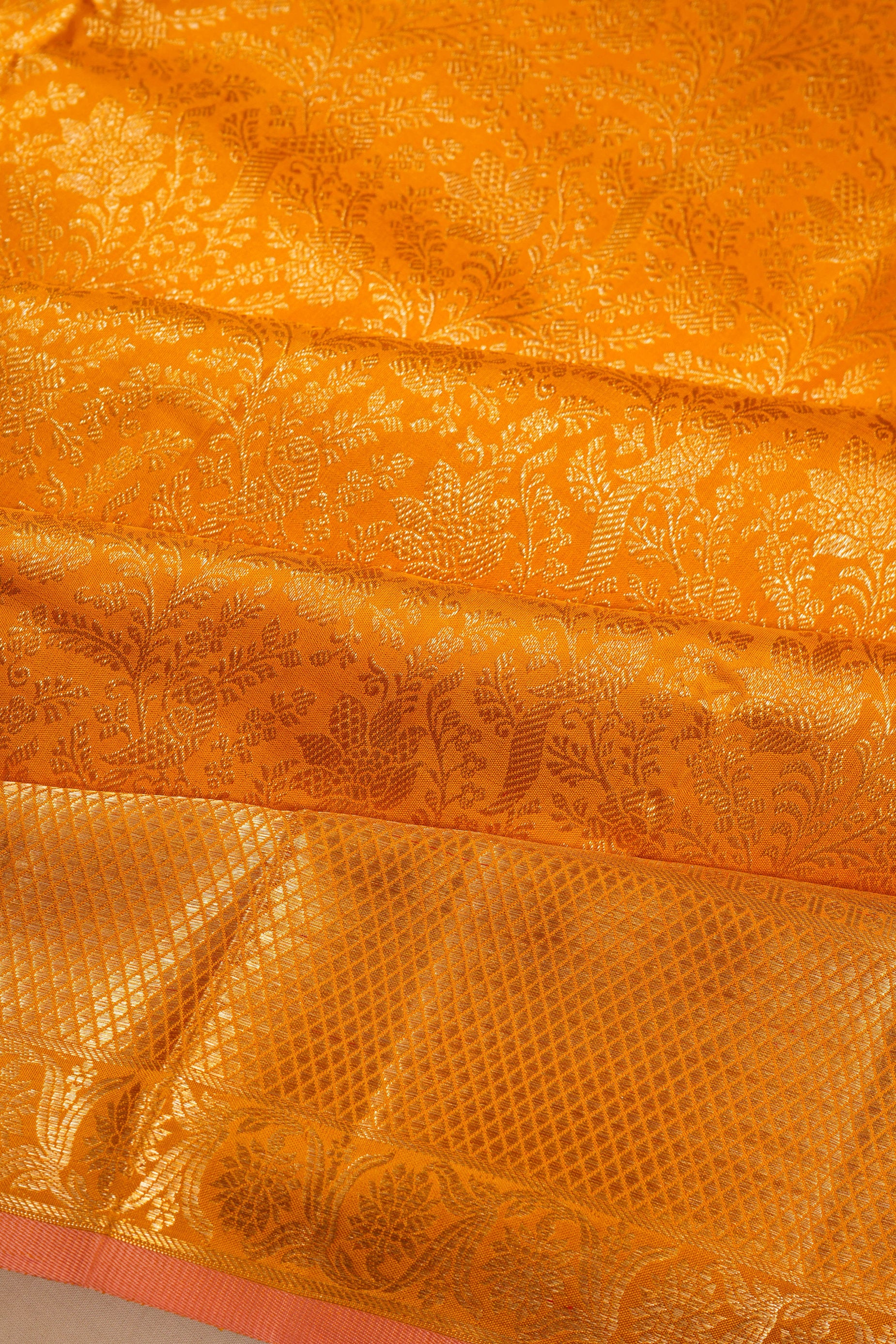Kanchipuram Silk Brocade Yellow Saree