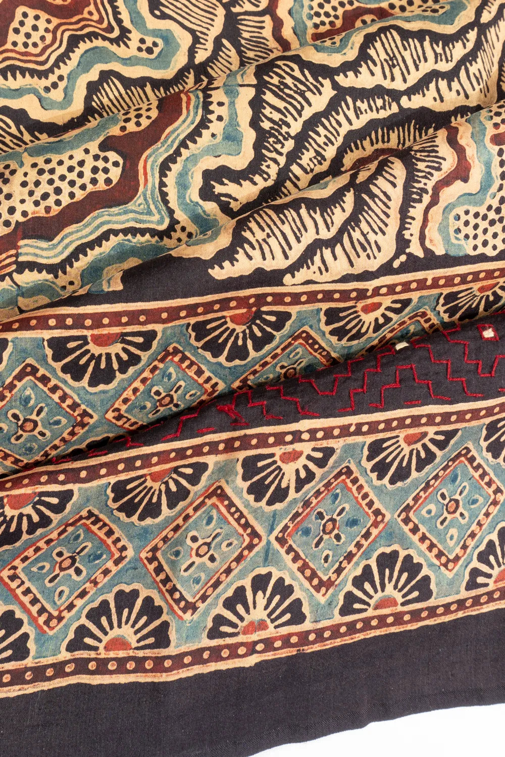 Chanderi Silk Batik Printed Cream Saree