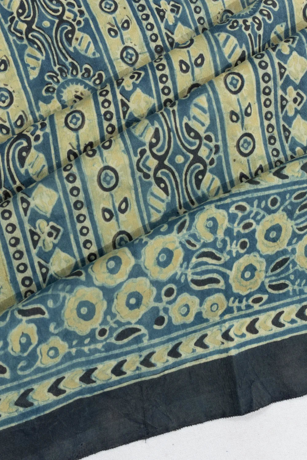 Chanderi Silk Batik Printed Blue Saree